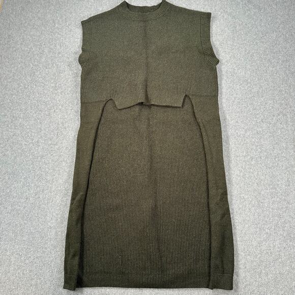 Kerisma High Low Sleeveless Tunic Sweater Women's S/M Olive Green Sleeveless - Picture 1 of 7